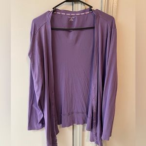 Lands’ End purple cardigan and tank - 2X